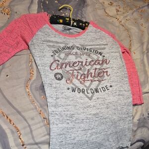 American Fighter  Long Sleeve Tee - Pink and Gray